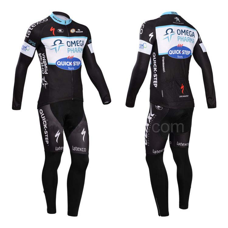 2014 Maillot quick step mangas largas Negro